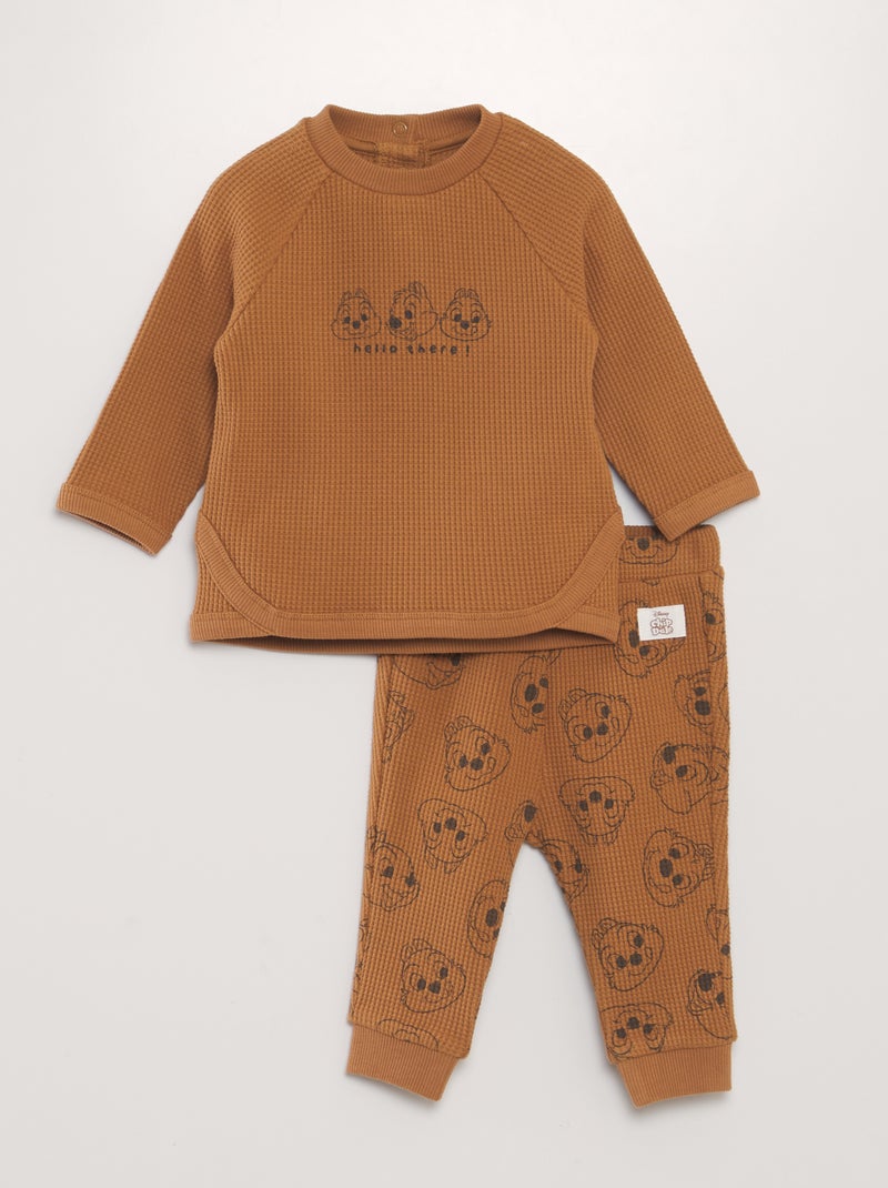 Ensemble jogging sweat + pantalon 'Disney' en nid d'abeilles - 2 pièces MARRON - Kiabi