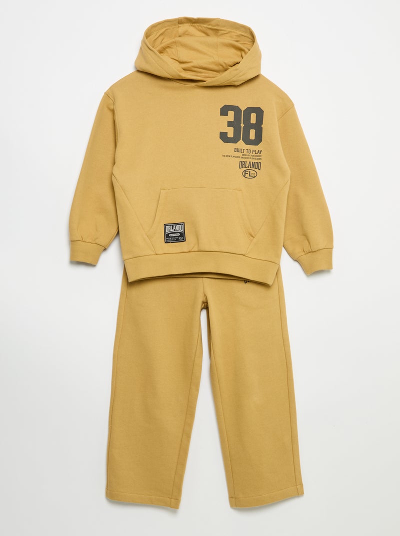 Ensemble jogging sweat zippé à capuche + jogging - 2 pièces Jaune - Kiabi