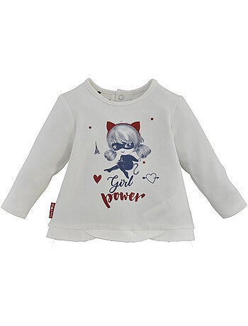 ENSEMBLE JUPE BEBE ECRU/BLEU