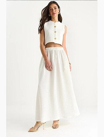 Ensemble jupe longue et gilet court avec taille élastique et détails de poche lucci