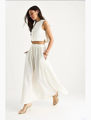 Ensemble jupe longue et gilet court avec taille élastique et détails de poche lucci