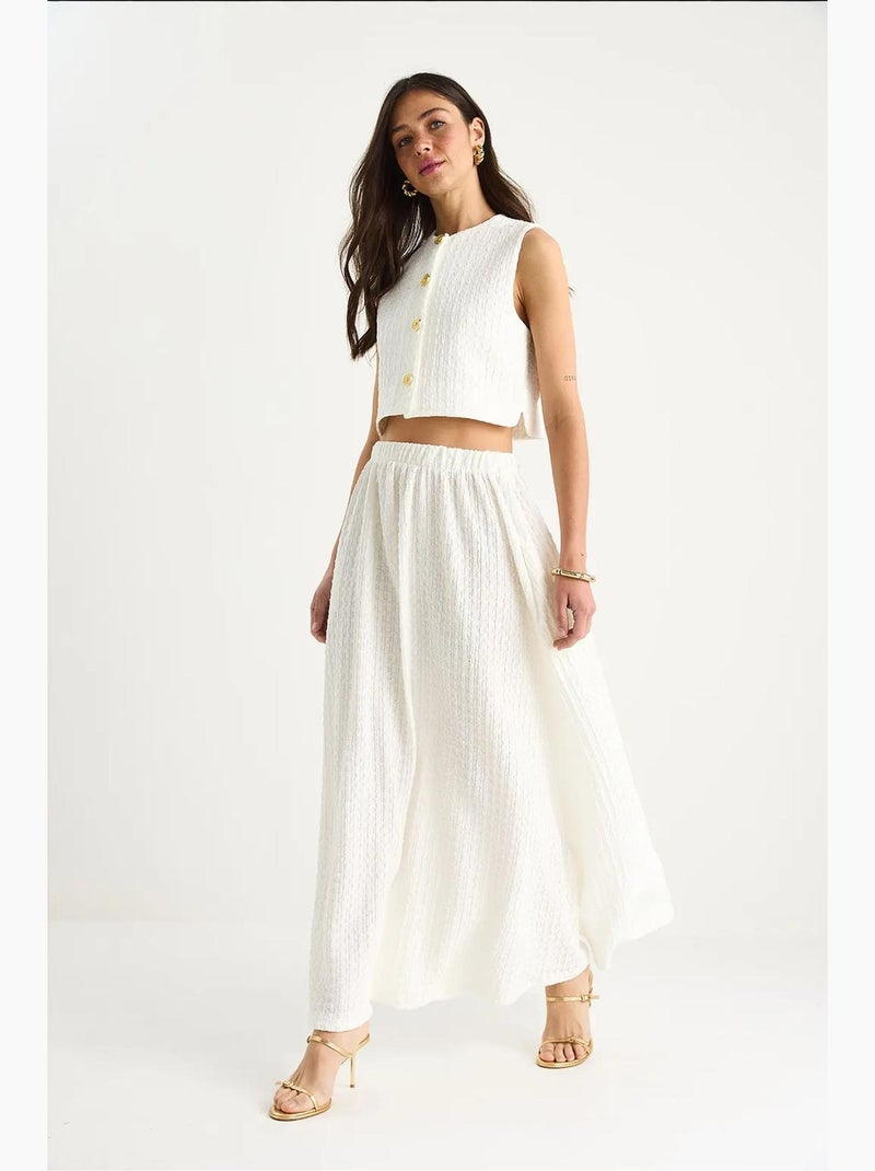 Ensemble jupe longue et gilet court avec taille élastique et détails de poche lucci Blanc - Kiabi