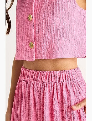 Ensemble jupe longue et gilet court avec taille élastique et détails de poche lucci