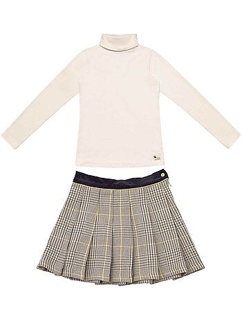 Ensemble Jupe Plissée Tartan & Pull Col roulé - La Faute à Voltaire