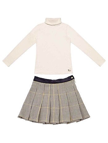 Ensemble Jupe Plissée Tartan & Pull Col roulé - La Faute à Voltaire