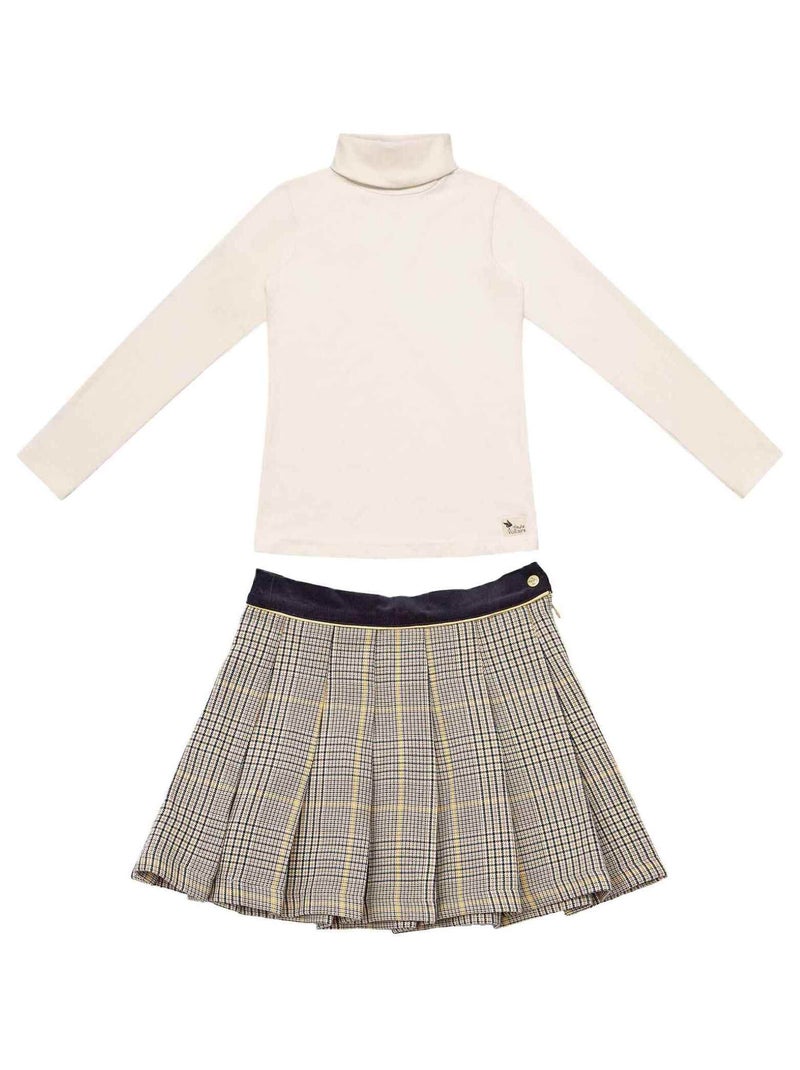 Ensemble   Jupe Plissée  et  & Col roulé  - La Faute à Voltaire Beige - Kiabi