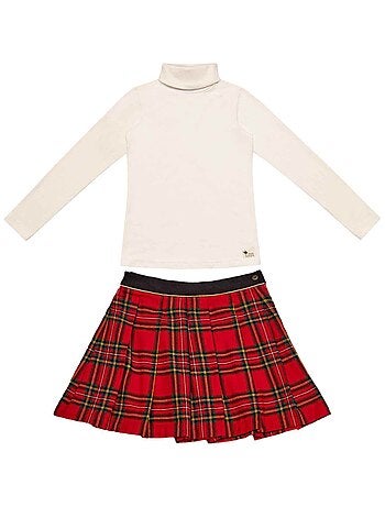 Ensemble Jupe Plissée Tartan & Pull Col roulé - La Faute à Voltaire