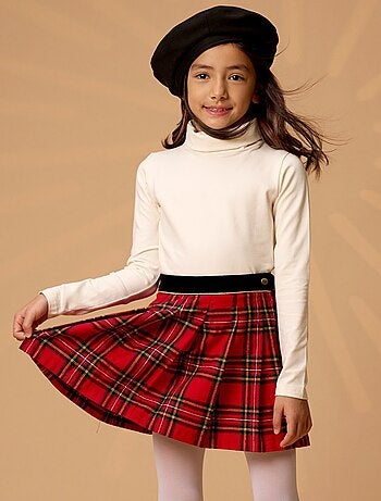 Ensemble Jupe Plissée Tartan & Pull Col roulé - La Faute à Voltaire