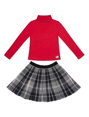 Ensemble Jupe Plissée Tartan & Pull Col roulé - La Faute à Voltaire