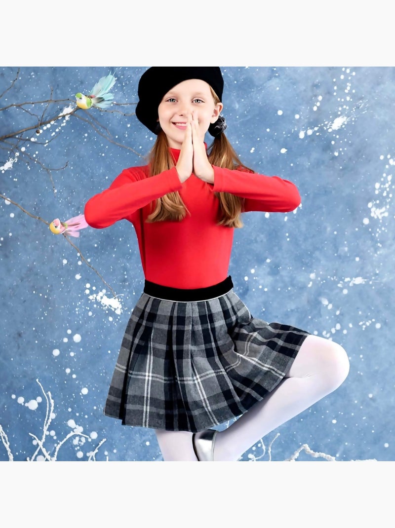 Ensemble   Jupe Plissée Tartan  & Pull Col roulé  - La Faute à Voltaire Gris Rouge - Kiabi