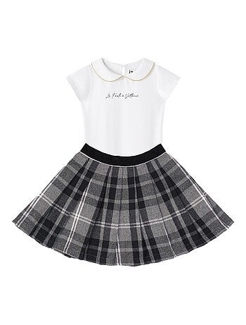 Ensemble Jupe Plissée Tartan + T-Shirt LONDON - La Faute à Voltaire