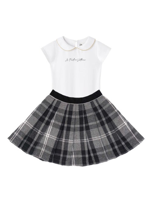 Ensemble Jupe Plissée Tartan  + T-Shirt   LONDON - La Faute à Voltaire - Kiabi