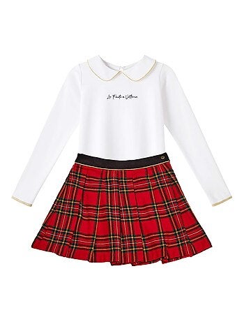 Ensemble Jupe Plissée Tartan + T-Shirt LONDON - La Faute à Voltaire