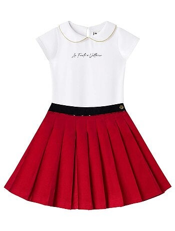 Ensemble Jupe Plissée Velours + T-Shirt LONDON - La Faute à Voltaire