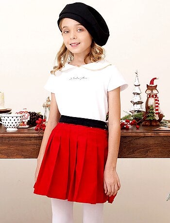 Ensemble Jupe Plissée Velours + T-Shirt LONDON - La Faute à Voltaire