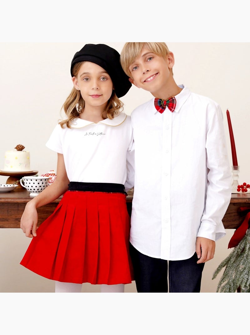 Ensemble Jupe Plissée Velours  + T-Shirt   LONDON - La Faute à Voltaire Blanc Rouge - Kiabi