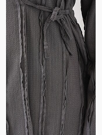 Ensemble kimono et pantalon large à col en v texturé et détail cravate bdart