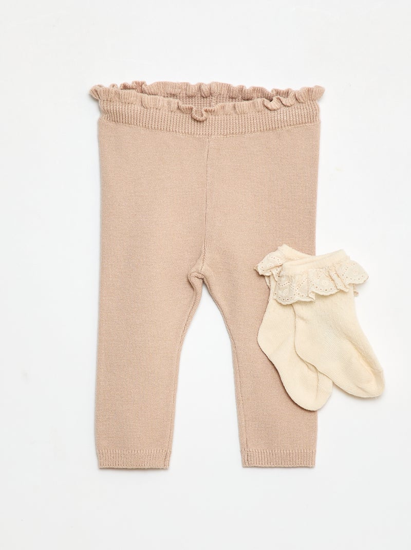 Ensemble Bébé Fille 3 Pièces - Tunique, Legging, Chaussettes Motif Fée Lune - Tailles 3, 6, 12 Mois