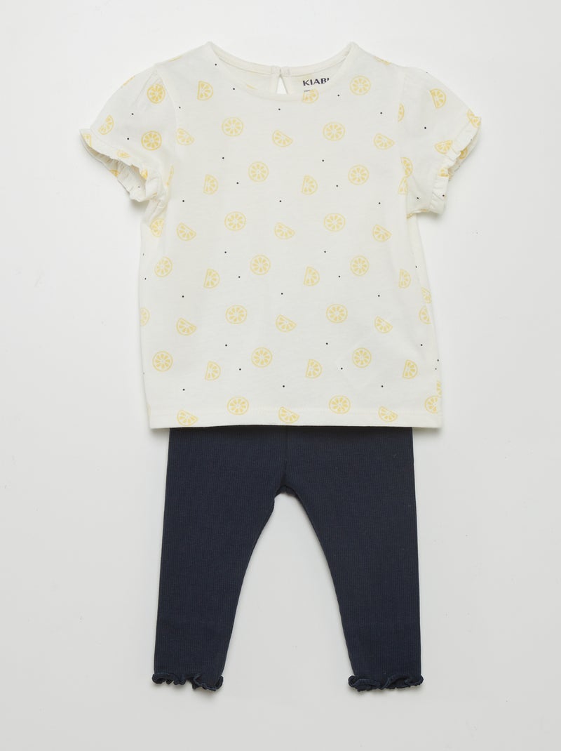 Ensemble legging + t-shirt imprimé - 2 pièces Jaune - Kiabi