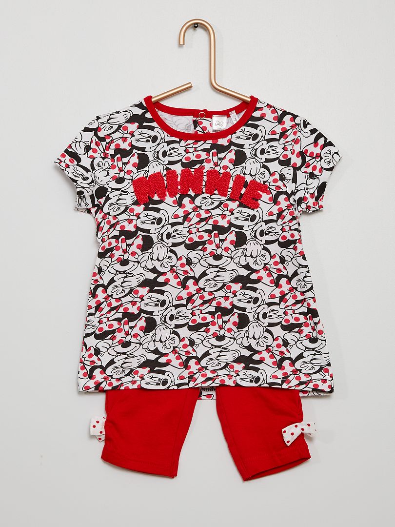 Ensemble legging+ t-shirt 'Minnie' gris/rouge - Kiabi