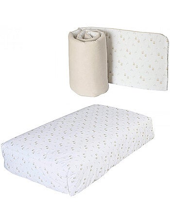 Ensemble linge nordique + tour de lit 120x60 rabbits