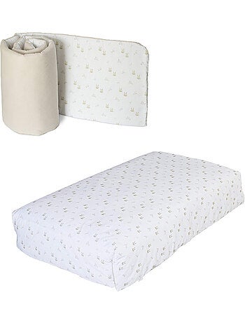 Ensemble linge nordique + tour de lit 140x70 rabbits
