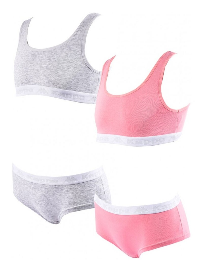 Ensemble Lingerie Fille KAPPA - Pack de 2 Gris Rose - Kiabi