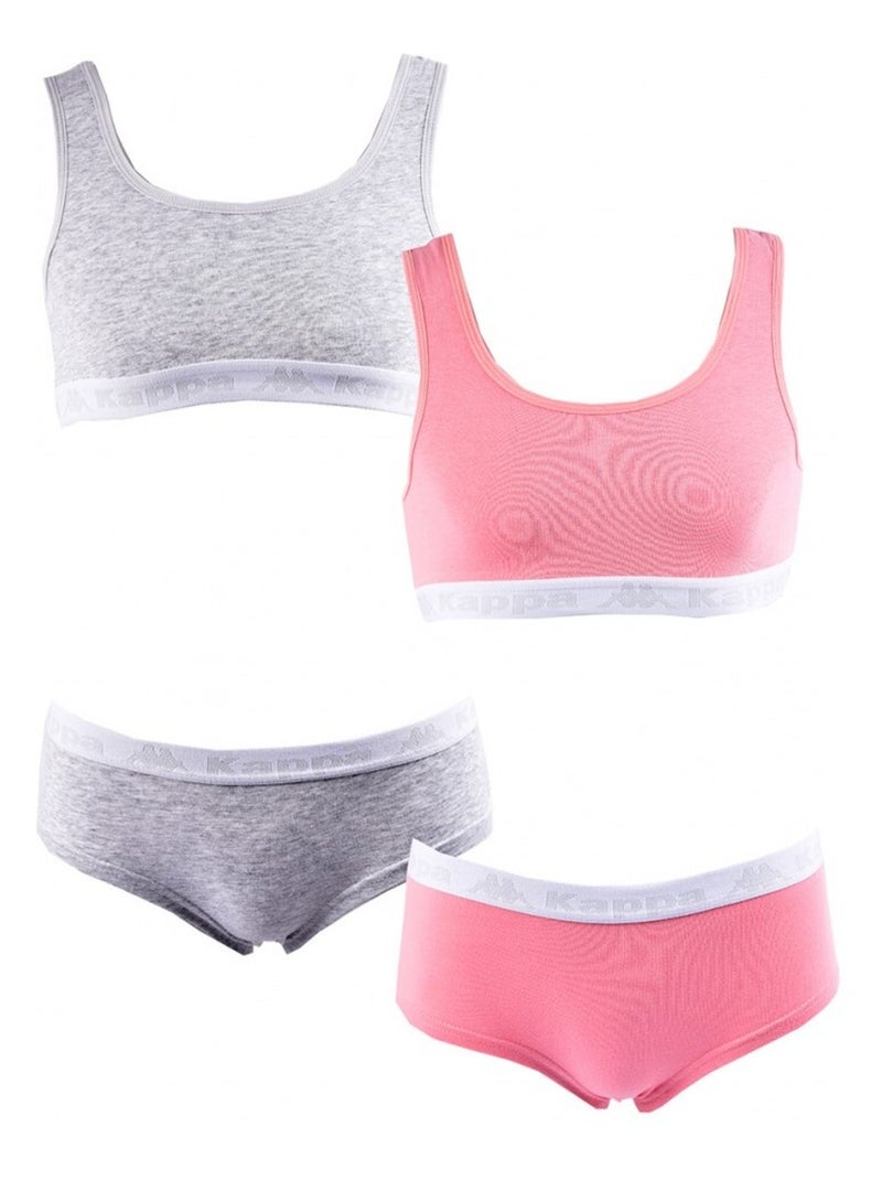 Ensemble Lingerie Fille KAPPA - Pack de 2 Gris Rose - Kiabi