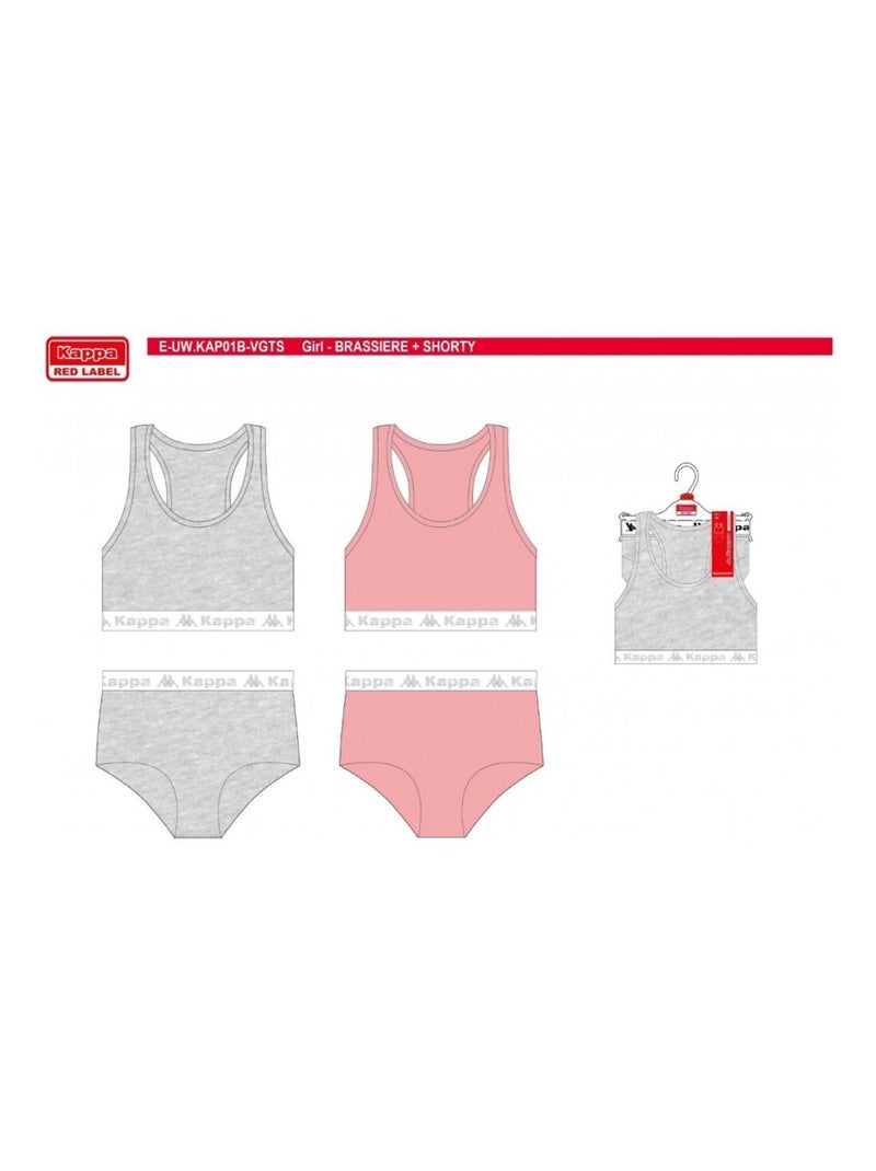 Ensemble Lingerie Fille KAPPA - Pack de 2 Gris Rose - Kiabi