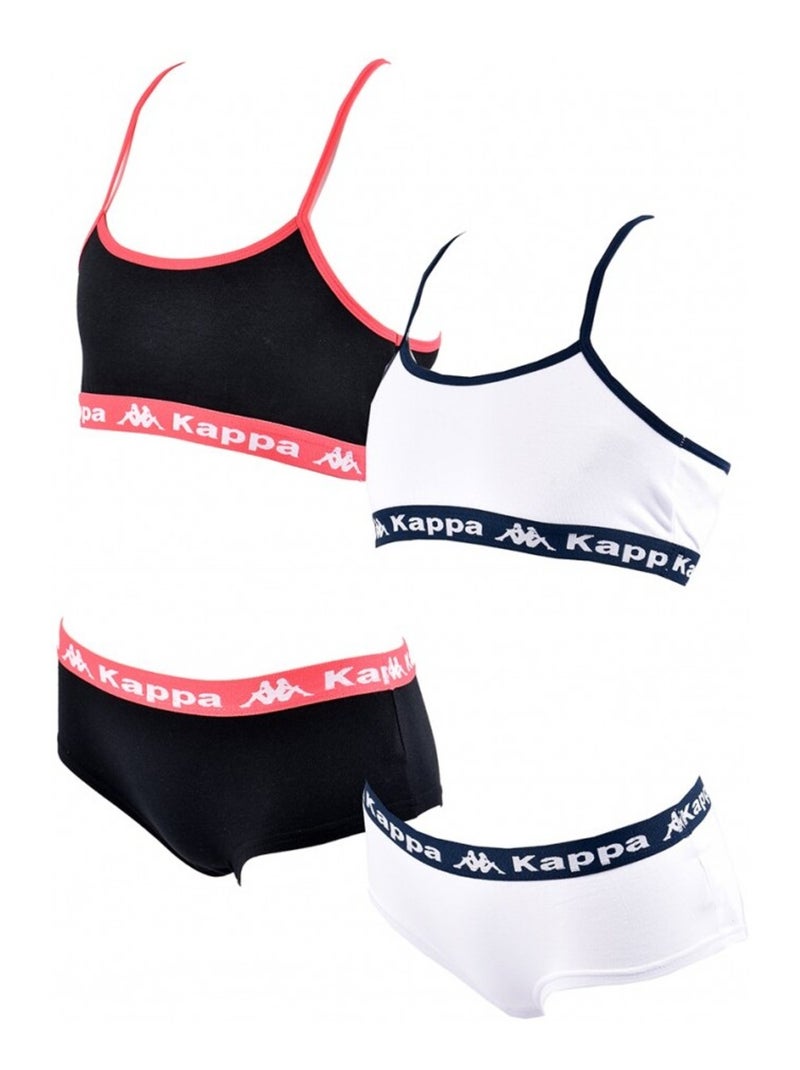 Ensemble Lingerie Fille KAPPA - Pack de 2 Noir Blanc - Kiabi