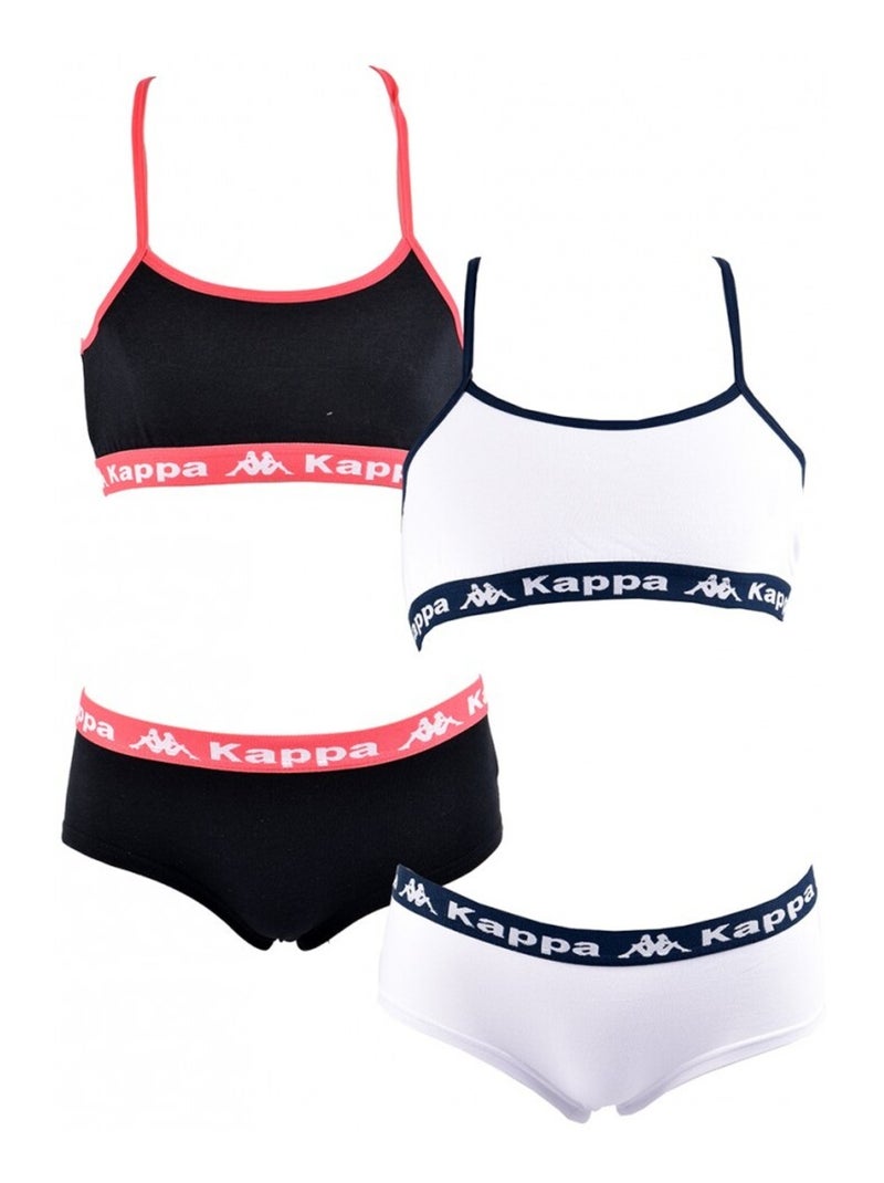 Ensemble Lingerie Fille KAPPA - Pack de 2 Noir Blanc - Kiabi