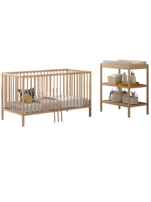 Ensemble lit 140 et table à langer bois - Kiabi