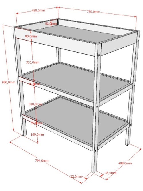 Ensemble lit 140 et table à langer bois - Kiabi