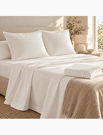 Ensemble literie 4 pièces – drap plat + drap housse + 2 taies – percale 78 fils