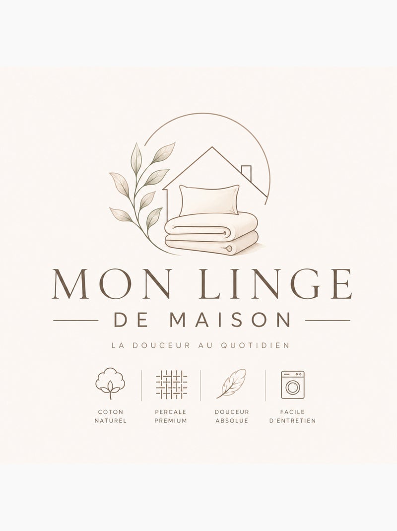 Ensemble literie 4 pièces – drap plat + drap housse + 2 taies – percale 78 fils Blanc - Kiabi