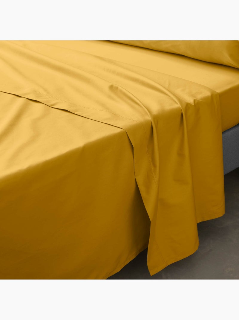 Ensemble literie 4 pièces – drap plat + drap housse + 2 taies – percale 78 fils Curry - Kiabi