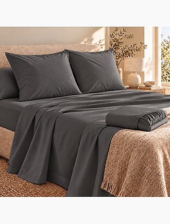 Ensemble literie 4 pièces – drap plat + drap housse + 2 taies – percale 78 fils