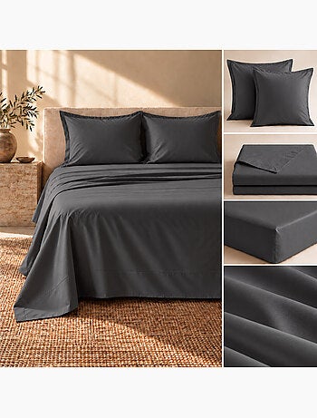 Ensemble literie 4 pièces – drap plat + drap housse + 2 taies – percale 78 fils
