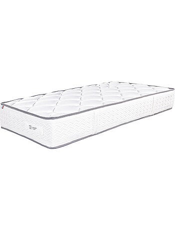 Ensemble literie ferme 20 cm en mousse haute densité avec sommier tapissier blanc