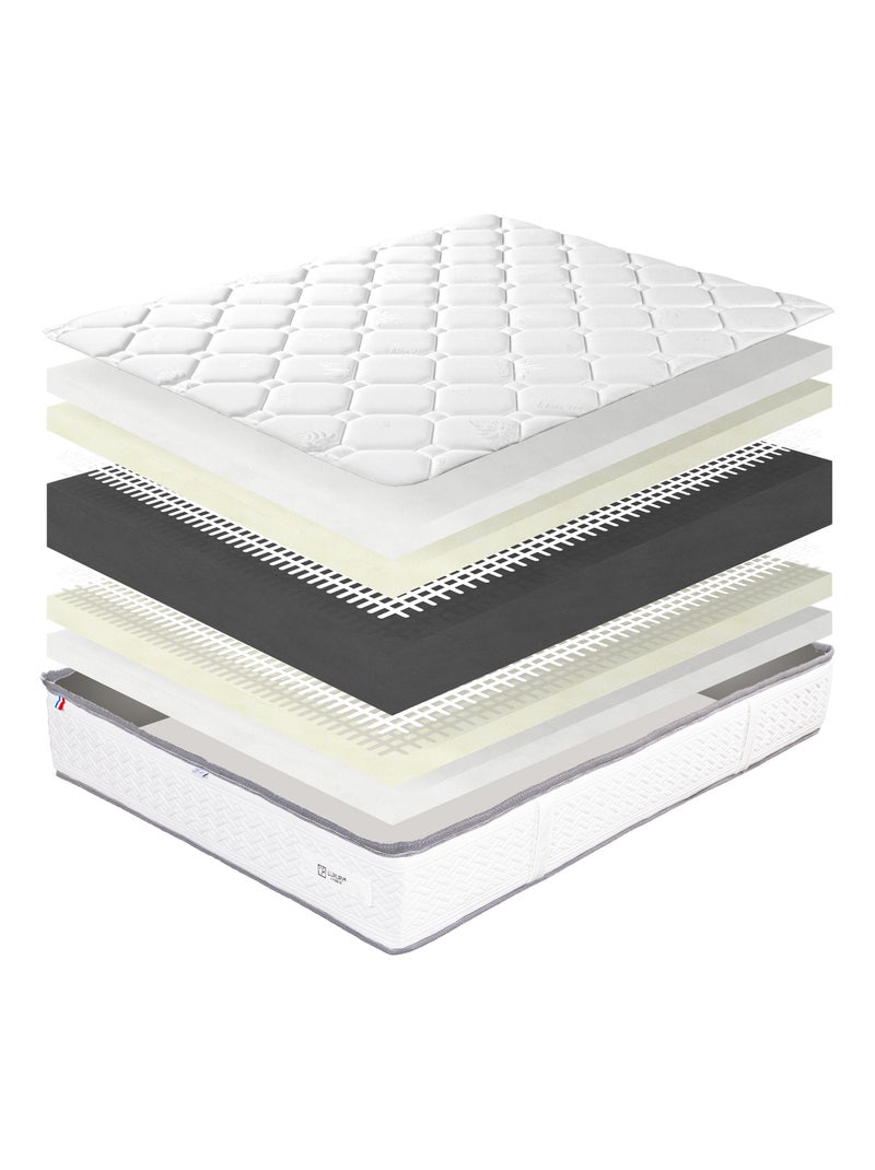Ensemble literie ferme 20 cm en mousse haute densité avec sommier tapissier blanc Blanc - Kiabi