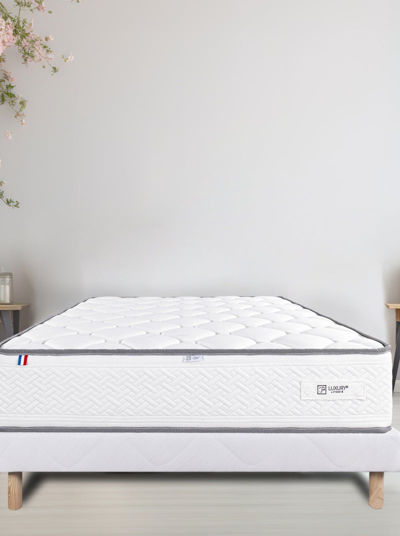 Ensemble literie ferme 20 cm en mousse haute densité avec sommier tapissier blanc Blanc - Kiabi