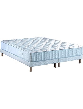 Ensemble literie : matelas à ressorts COSMOS et sommier - qualité française - Sommier - Bleu denim
