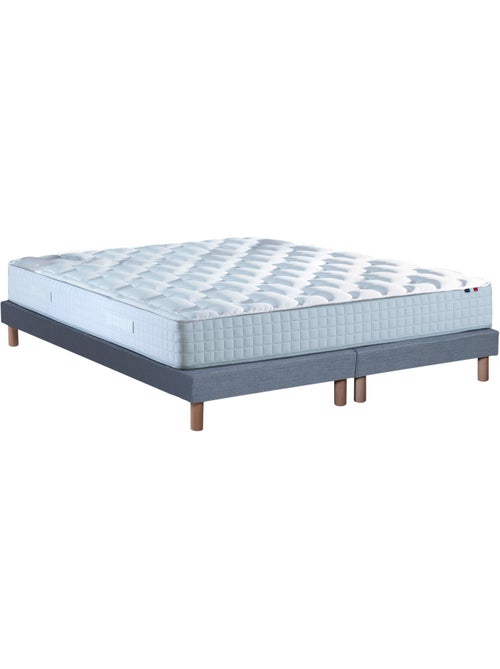 Ensemble literie : matelas à ressorts COSMOS et sommier - qualité française - Sommier - Gris chiné - Kiabi