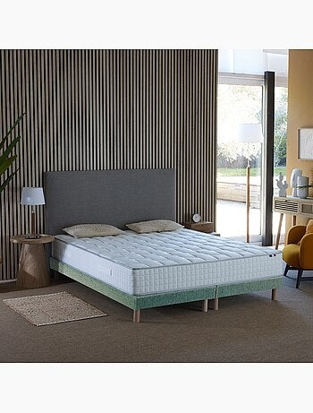 Ensemble literie : matelas à ressorts COSMOS et sommier - qualité française - Sommier - Bleu denim