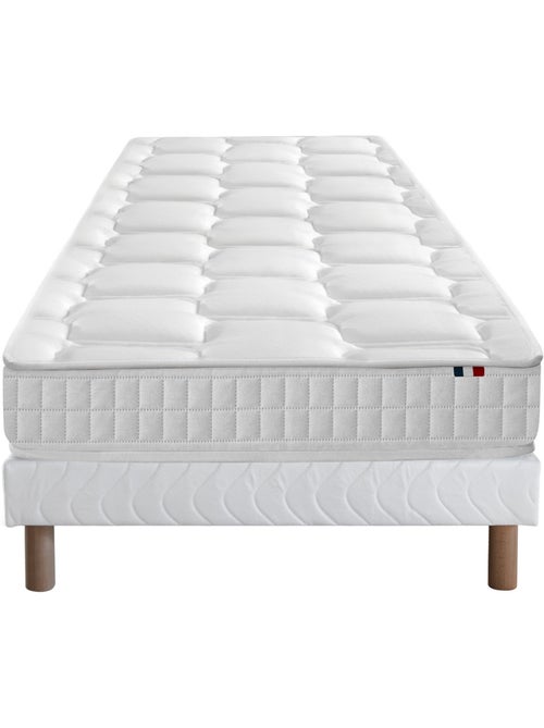 Ensemble literie : matelas à ressorts ODYSSEE et mémoire de forme avec sommier -  Blanc - Kiabi