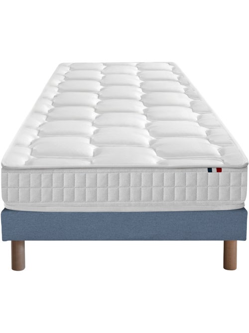 Ensemble literie : matelas à ressorts ODYSSEE et mémoire de forme avec sommier - Bleu denim - Kiabi Ensemble literie : matelas à ressorts ODYSSEE et mémoire de forme avec sommier - Bleu denim - Kiabi