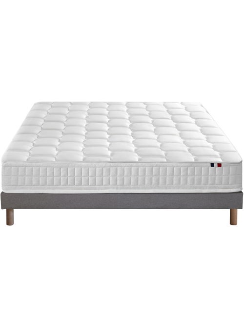 Ensemble literie : matelas à ressorts ODYSSEE et mémoire de forme avec sommier - Gris chiné - Kiabi Ensemble literie : matelas à ressorts ODYSSEE et mémoire de forme avec sommier - Gris chiné - Kiabi
