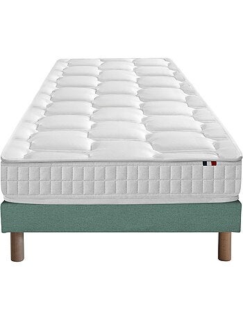 Ensemble literie : matelas à ressorts ODYSSEE et mémoire de forme avec sommier - Gris chiné