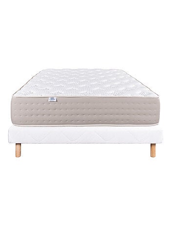 Ensemble literie ressorts ensachés 26 cm avec sommier bois massif blanc