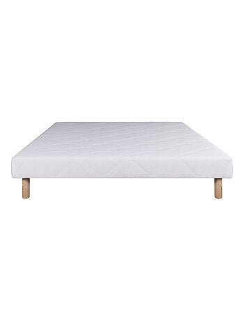 Ensemble literie ressorts ensachés 26 cm avec sommier bois massif blanc
